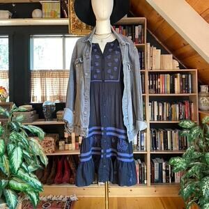 Vintage Embroidered Dress Sheer Black